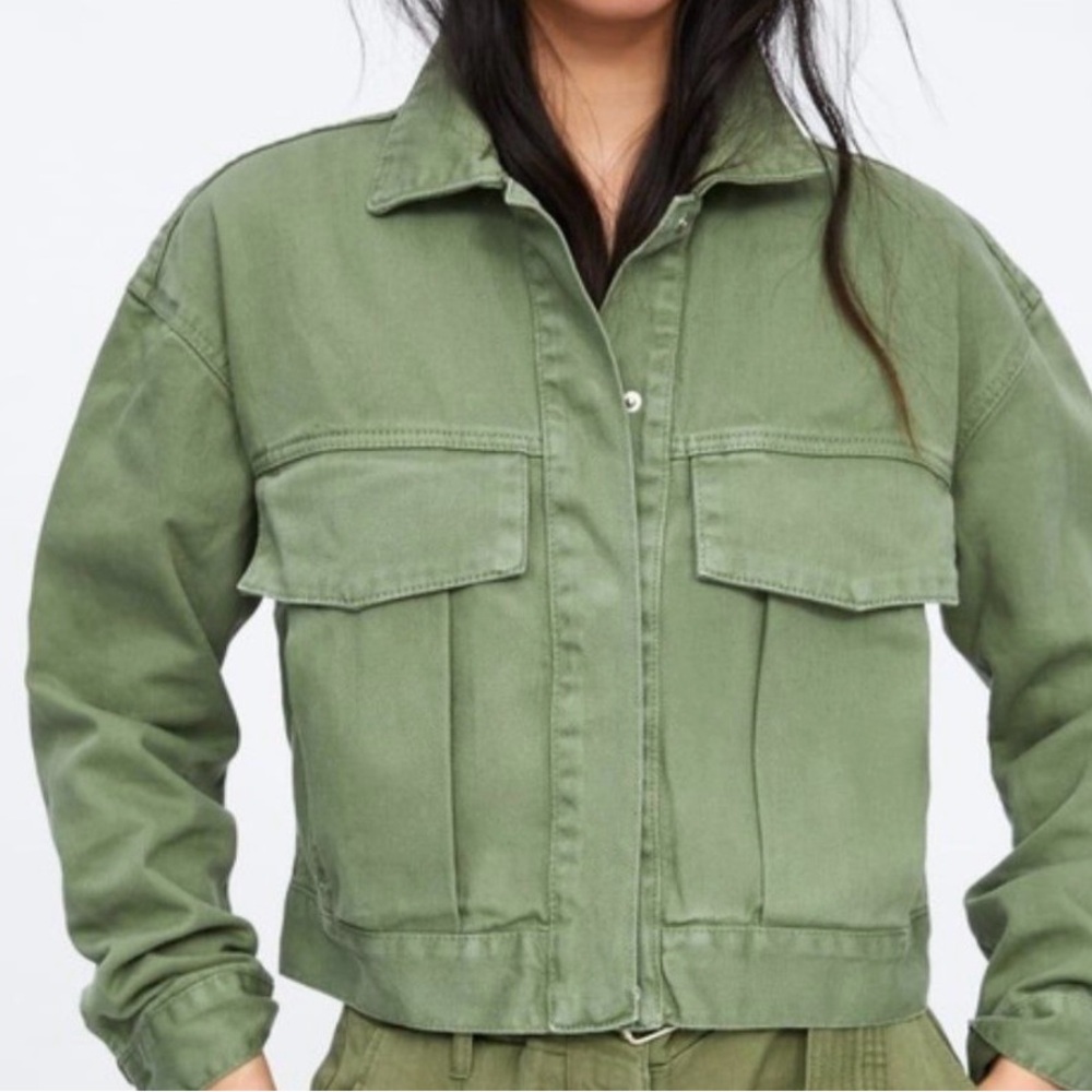 Zara khaki cropped jacket.